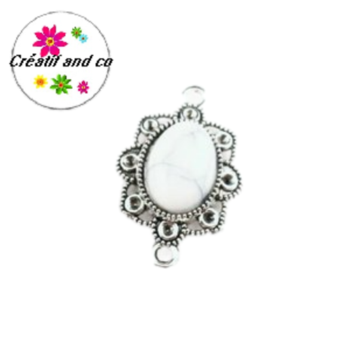 Connecteur cabochon résine blanc 29mm