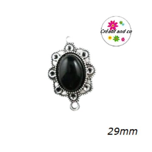 Connecteur cabochon résine noir 29mm