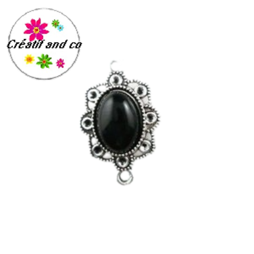 Connecteur cabochon résine noir 29mm