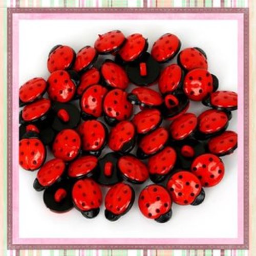 Bouton coccinelle rouge 15mm