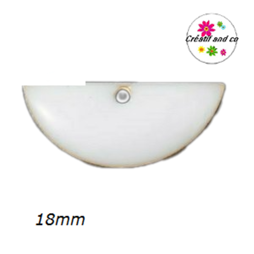 Pendentif demi rond blanc émail 18mm