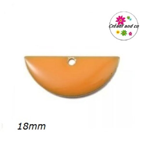 Pendentif demi rond orange émail 18mm