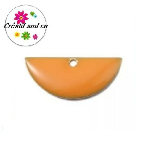 Pendentif demi rond orange émail 18mm
