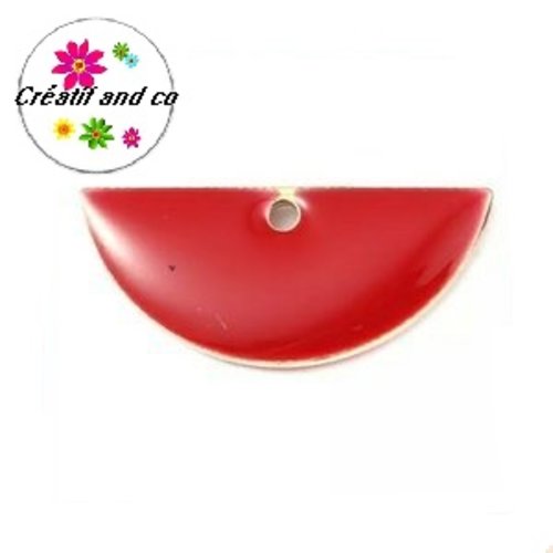Pendentif demi rond rouge émail 18mm