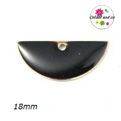 Pendentif demi rond noir émail 18mm
