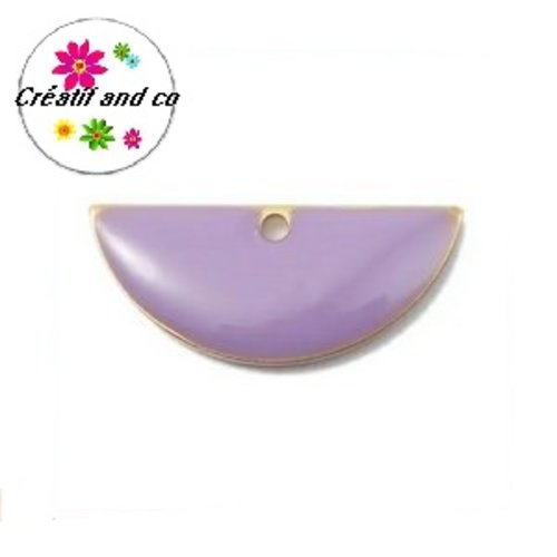 Pendentif demi rond mauve émail 18mm