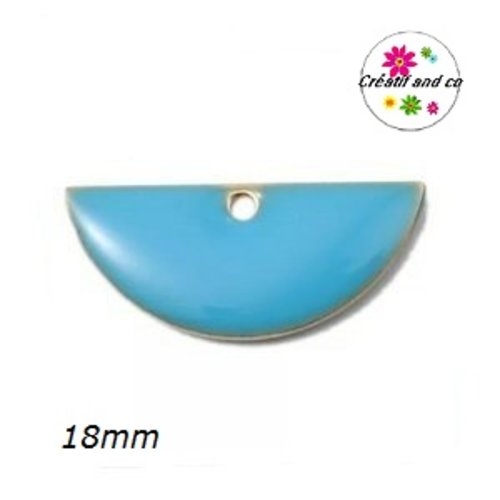 Pendentif demi rond bleu émail 18mm