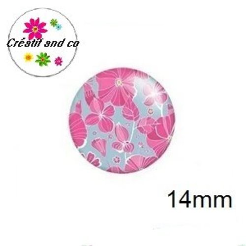 X2 cabochons fleuris 14mm