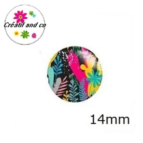 X2 cabochons feuilles colorées 14mm