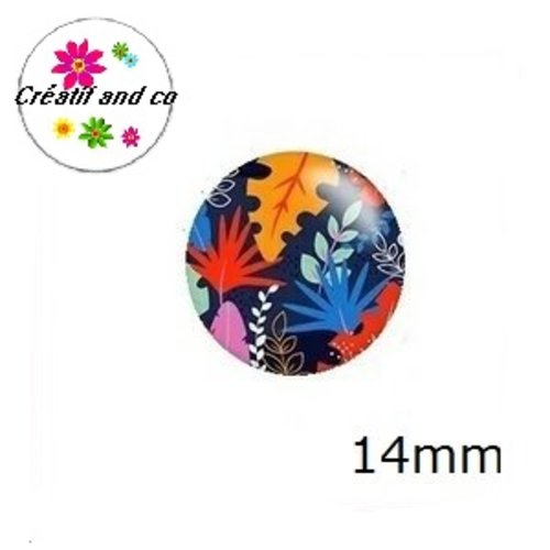 X2 cabochons feuilles colorées 14mm