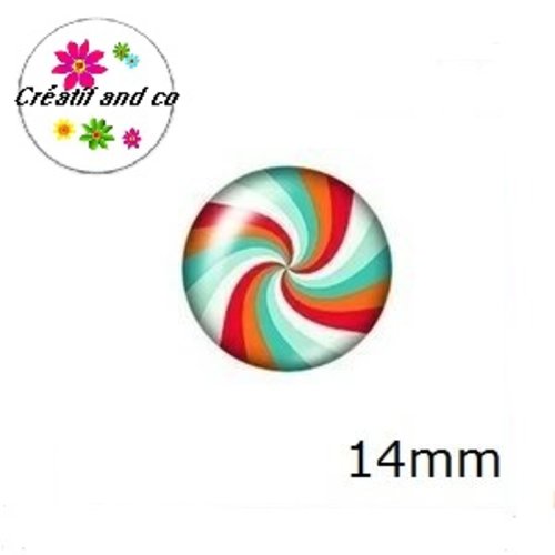 X2 cabochons tourbillon coloré 14mm