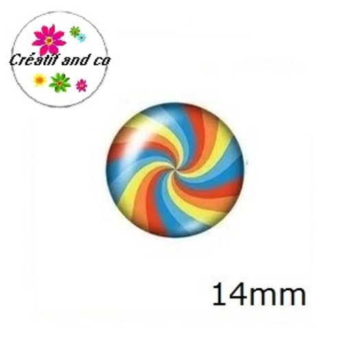 X2 cabochons tourbillon coloré 14mm