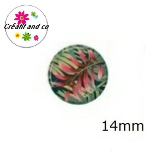 X2 cabochons feuille 14mm