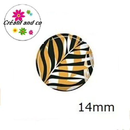 X2 cabochons feuille 14mm