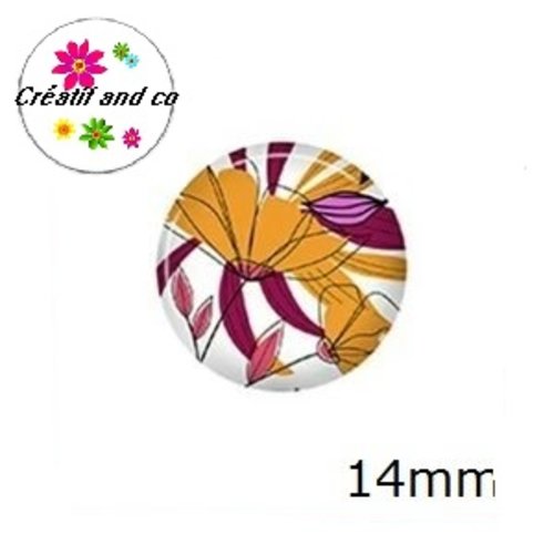 X2 cabochons feuille 14mm