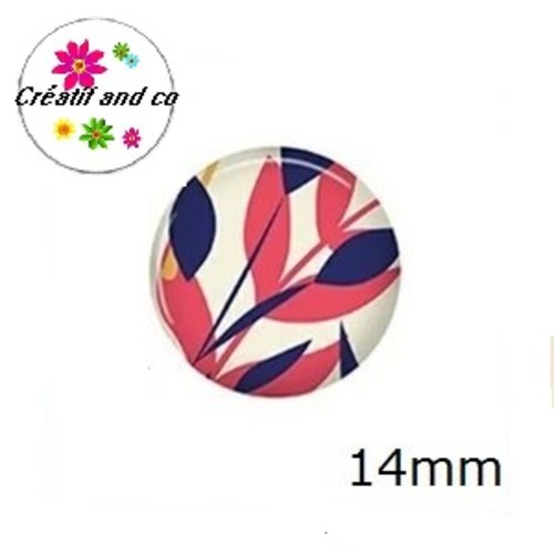 X2 cabochons feuille 14mm