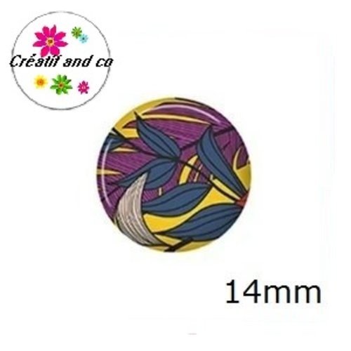 X2 cabochons feuille 14mm