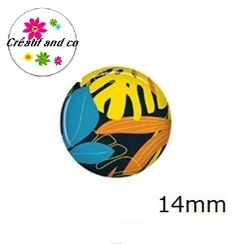 X2 cabochons feuille 14mm