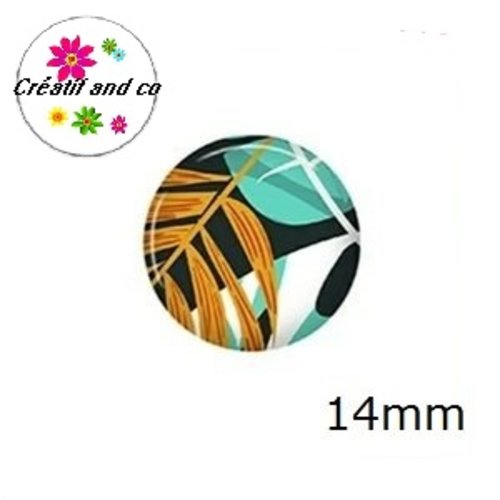 X2 cabochons feuille 14mm