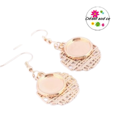Boucle d'oreille cercle et son support cabochon rose gold 12mm