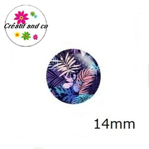 X2 cabochons feuille 14mm