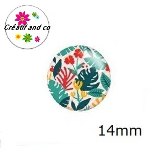 X2 cabochons feuille 14mm