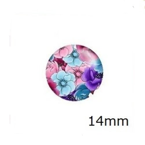 X2 cabochons fleuris 14mm