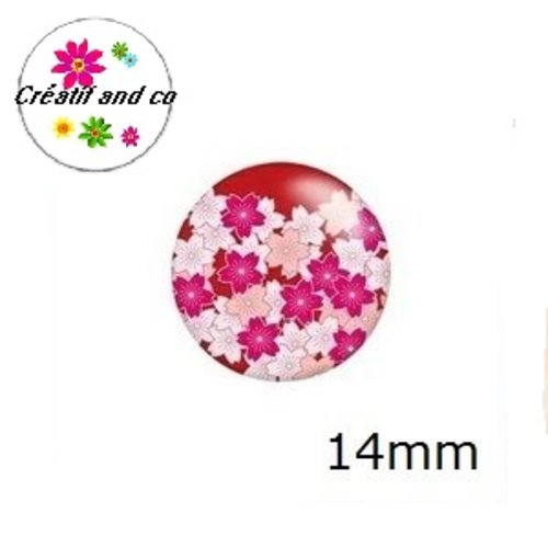 X2 cabochons fleuris 14mm