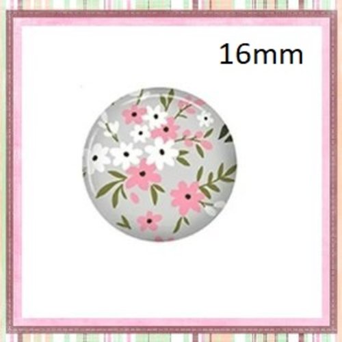 X2 cabochons fleuris 16mm