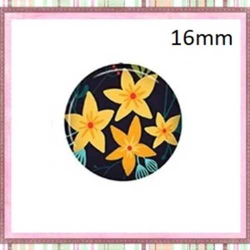 X2 cabochons fleuris 16mm