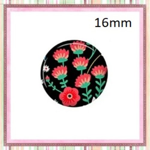 X2 cabochons fleuris 16mm