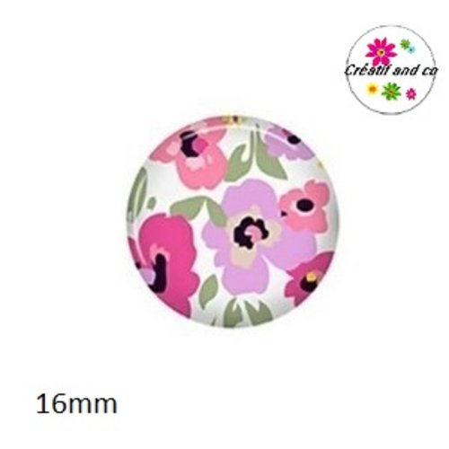 X2 cabochons fleuris 16mm