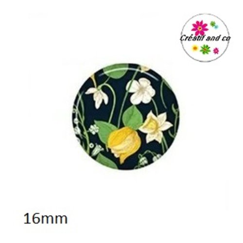 X2 cabochons fleuris 16mm