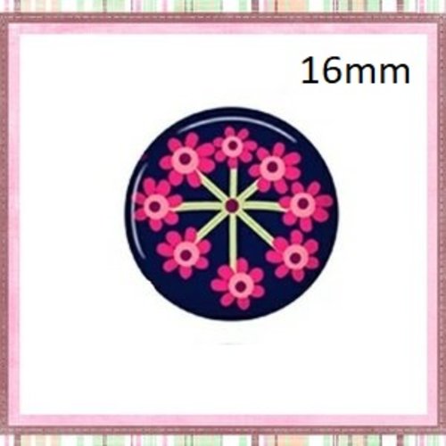 X2 cabochons fleuris 16mm