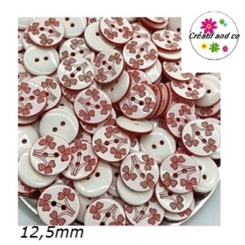 Bouton trio de fleur rouge 12,5mm