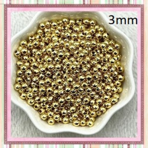 50 perles rondes dorées 3mm