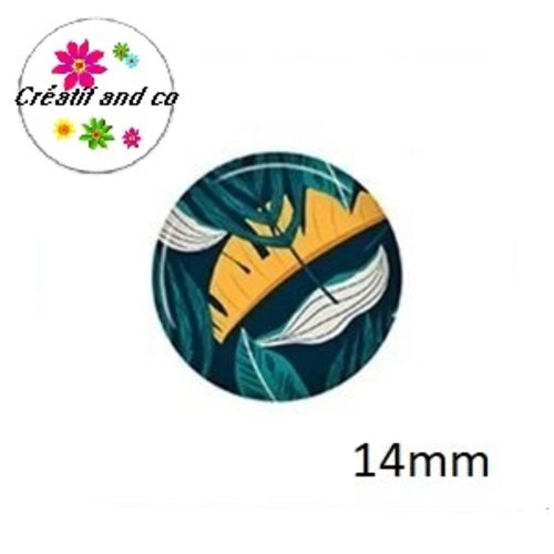 X2 cabochons feuille 14mm
