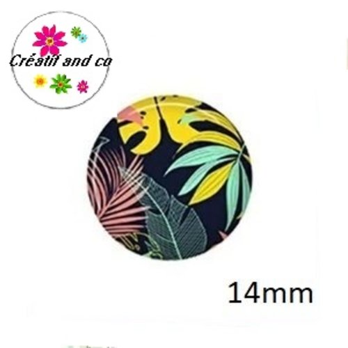 X2 cabochons feuille 14mm