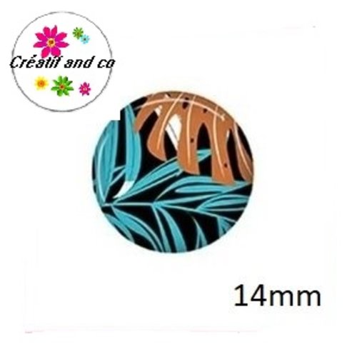 X2 cabochons feuille 14mm