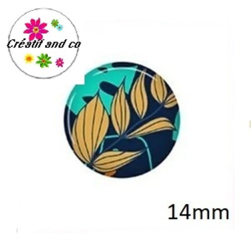 X2 cabochons feuille 14mm