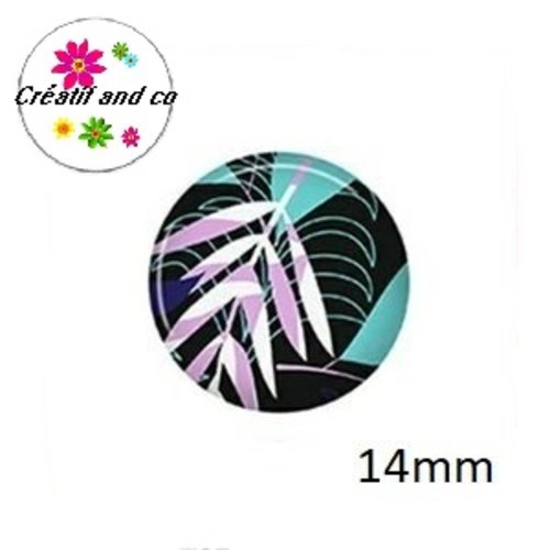 X2 cabochons feuille 14mm
