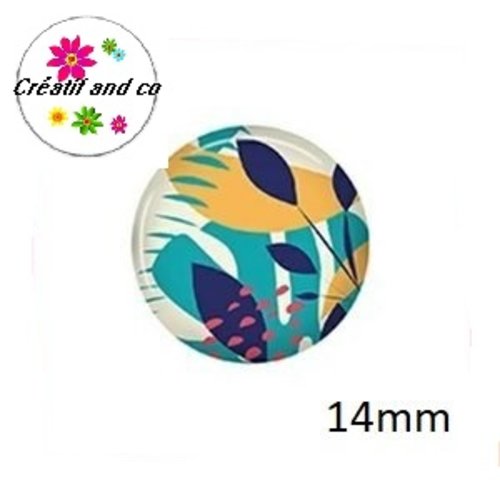 X2 cabochons feuille 14mm