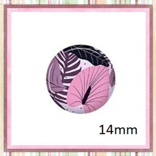 X2 cabochons feuille 14mm