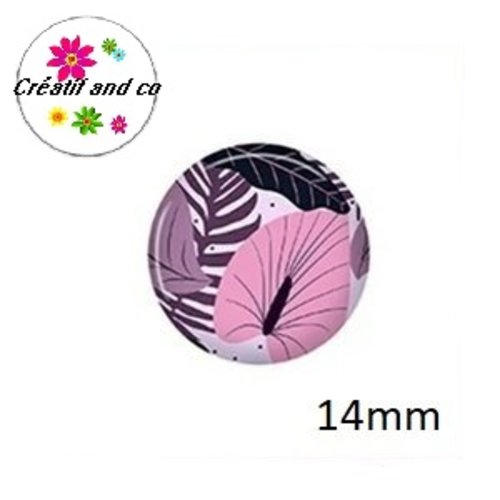 X2 cabochons feuille 14mm
