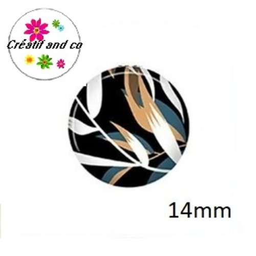 X2 cabochons feuille 14mm