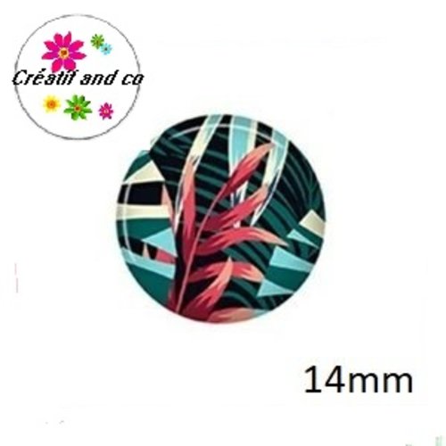 X2 cabochons feuille 14mm