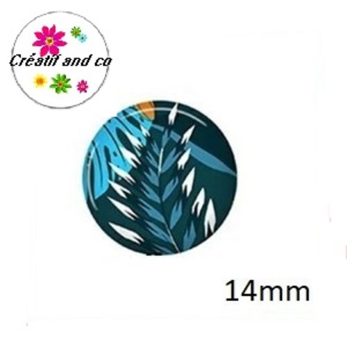 X2 cabochons feuille 14mm