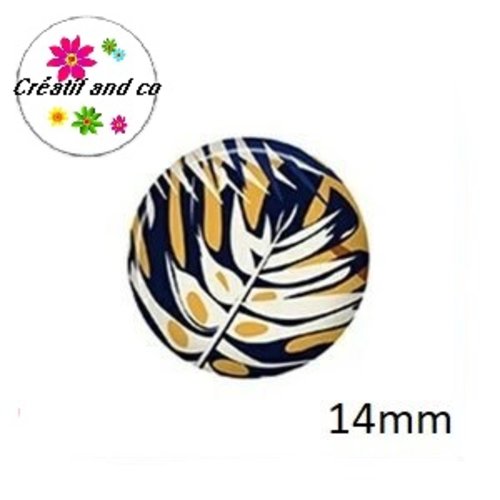 X2 cabochons feuille 14mm