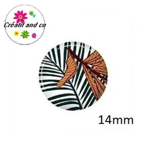 X2 cabochons feuille 14mm