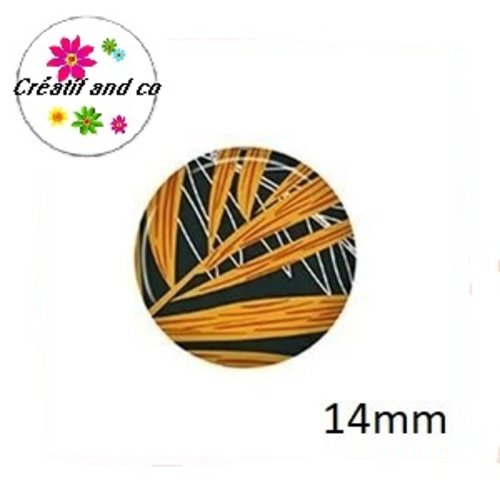 X2 cabochons feuille 14mm